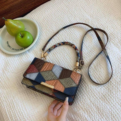 Fashionable multicolored diamond sling bag