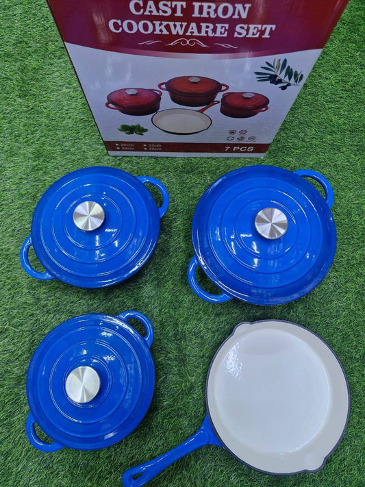 7pcs Enamel Cast iron cooking pots