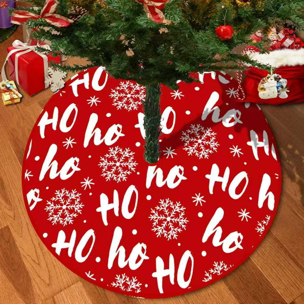 Christmas Tree Skirt Red Christmas Tree Foot Cover Santa Claus Snowflake Christmas Tree Carpet Base Mat Decorations