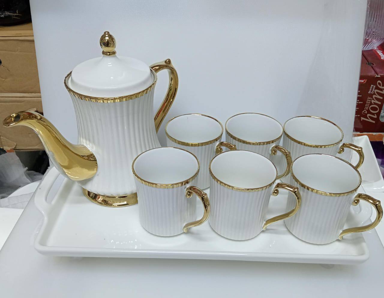 8pcs set ceramic Tea/Coffee sets with rotary trays