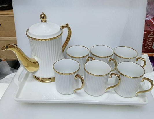 8pcs set ceramic Tea/Coffee sets with rotary trays