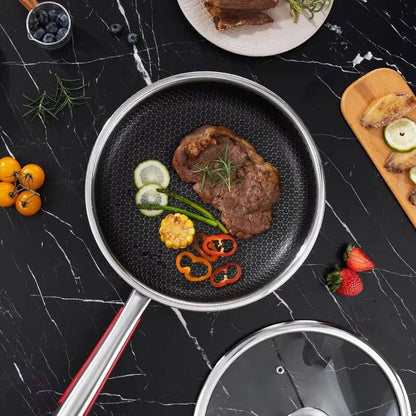 28cm Non-Stick Honeycomb Stainless Steel Frying Pan, 10 Inch