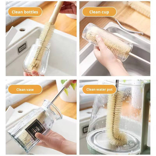 4 pcs Long Wooden handle bottle cleaning brushes