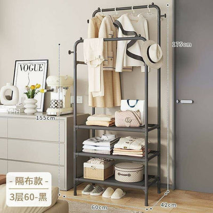 Double  Clothing Garment Rack With 3-Tier Storage Shelf
