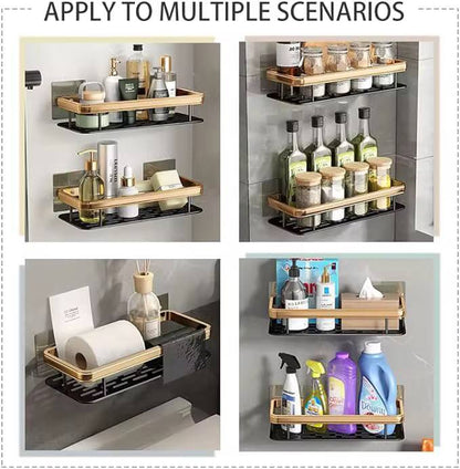 2 pcs Aluminum Alloy Rectangular Shelf (black & gold