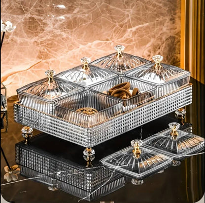 Multipurpose Acrylic Square Candy Serving Plate Bowl Stand with Base Tray