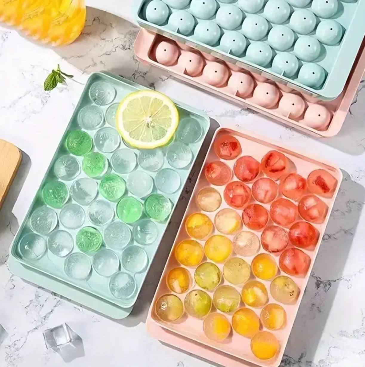 33 grid mini round ice cube tray mold with lid