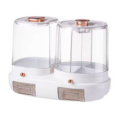 Rotatable grain storage box with compartments