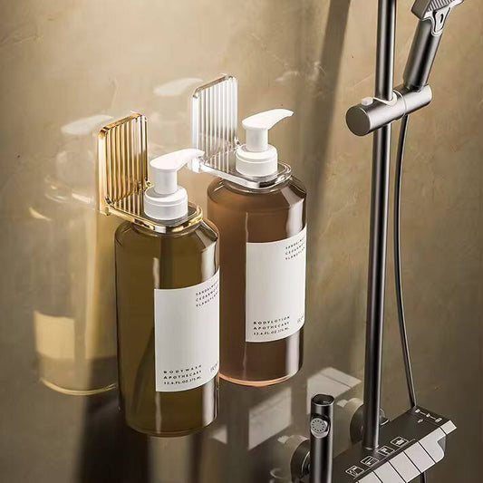 WALL mounted shower gel bottle rack holders 
designed to hold pump-style bottles.
