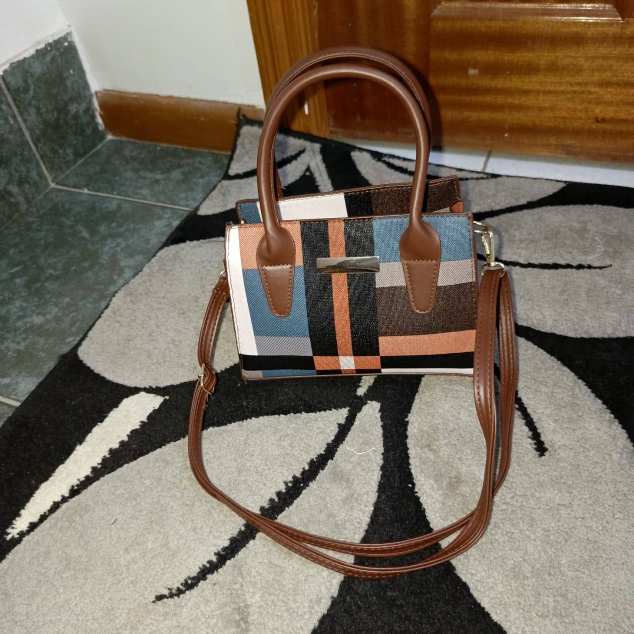 Trend fashion collision color check bag