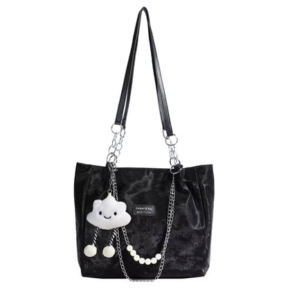 CUTE FASHION PEARL HANDBAG WITH CLOUD BAGCHARM /KEYHOLDER