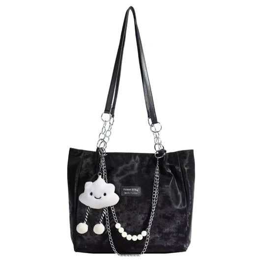 CUTE FASHION PEARL HANDBAG WITH CLOUD BAGCHARM /KEYHOLDER