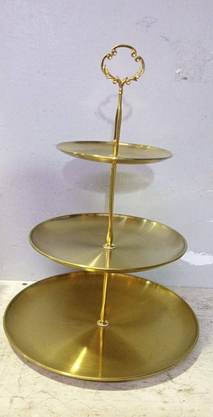 Gold steel cake stand 3layer