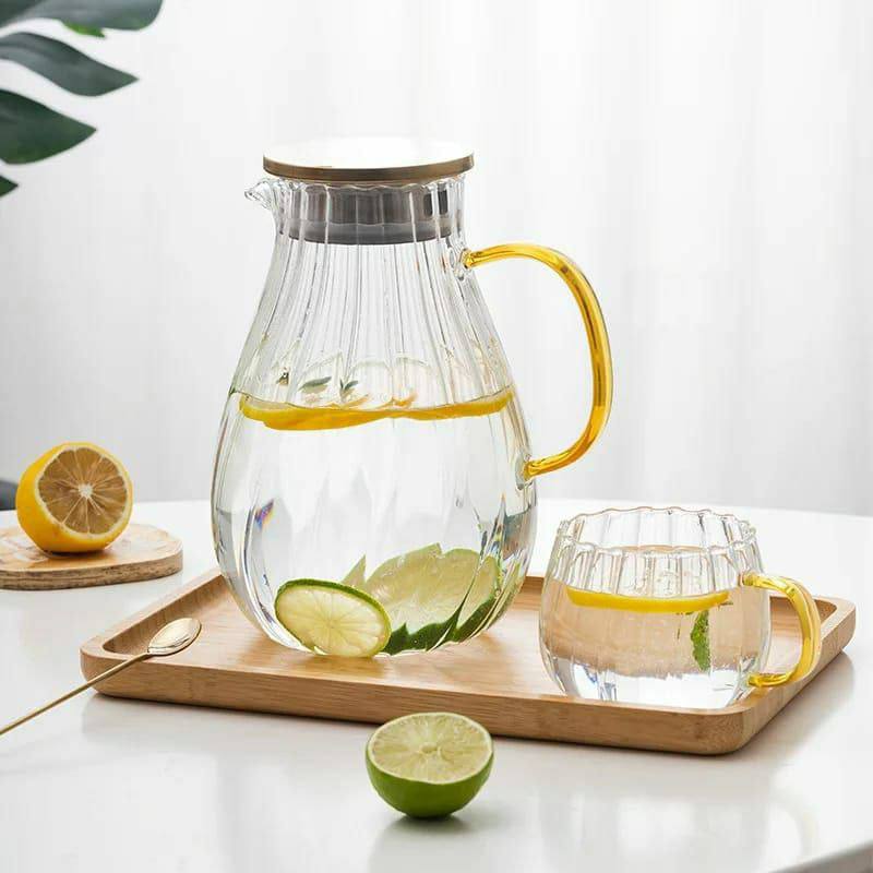 Stripped / pumpkin Transparent Teapot / Coffee /Juice/ Lemonade Jug Flower Tea Pot Hot/Cold Water Pitcher