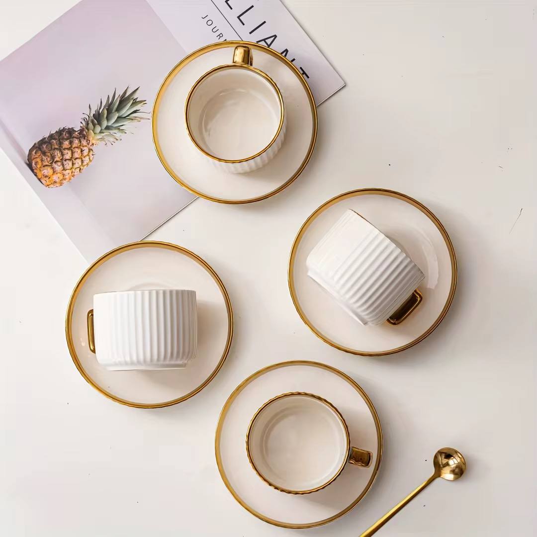 European Style Gold edge 12pcs Ceramic Coffee/Tea  Cups