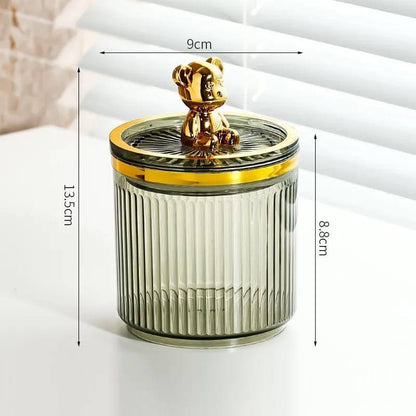 Luxury cute bear cotton swab storage box