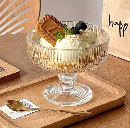 High borosilicate ribbed dessert/ice cream glasses/goblet 6pc