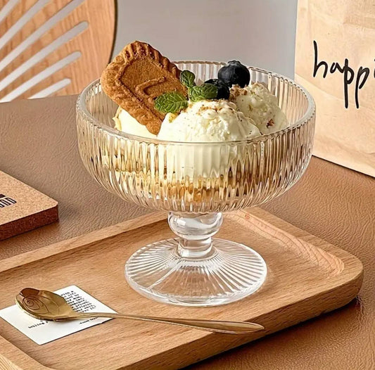 High borosilicate ribbed dessert/ice cream glasses/goblet 6pc