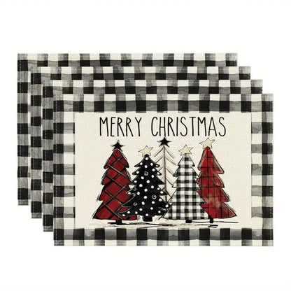 Plaid Christmas Rectangular Placemats Set of 2pcs