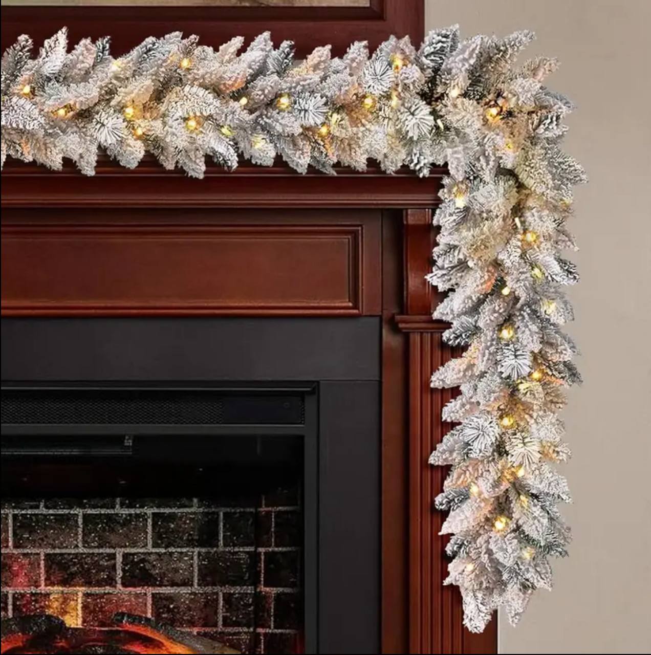2.5M Christmas Snow Flocked Garland