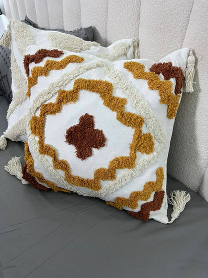 Fancy TUFTED/BOHO throw pillow covers with tassels
