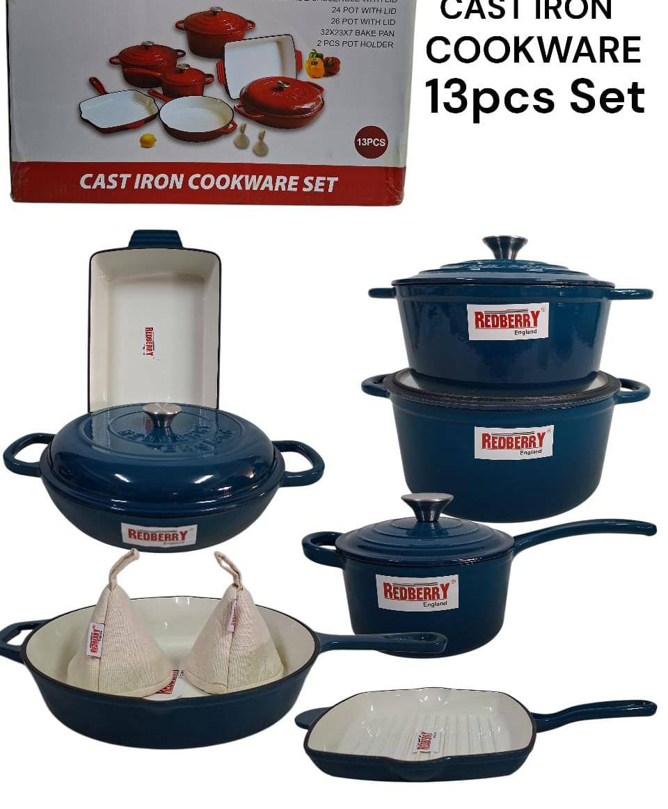 13pcs Enamel Cast iron cooking pots