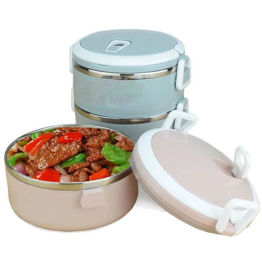 2 Layer Portable Food-Warmer School Students Lunch Box Case Thermal Insulated Container