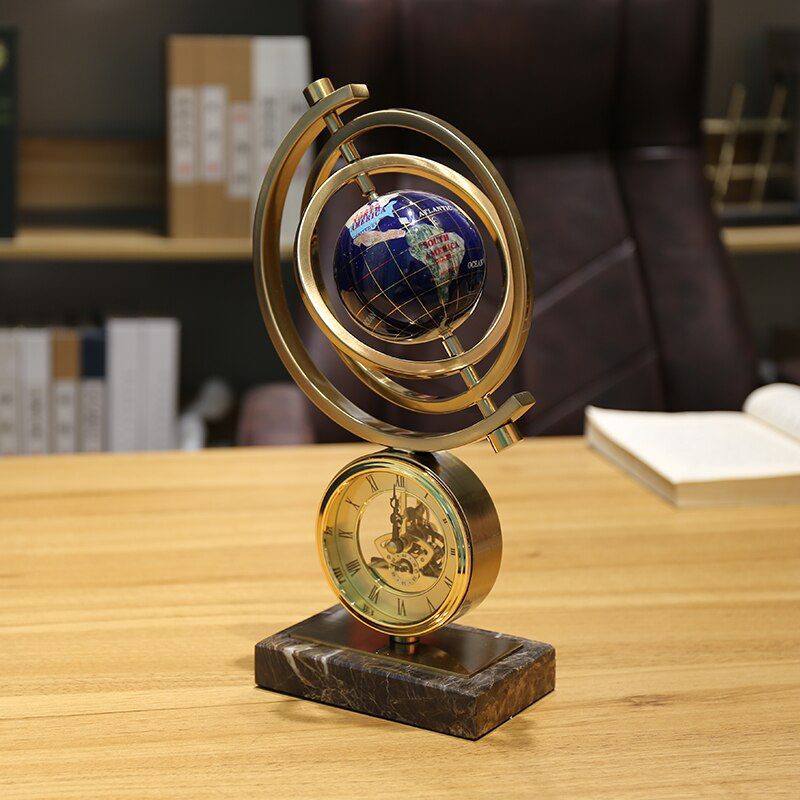 MARBLE BASE CLOCK GLOBE DECOR