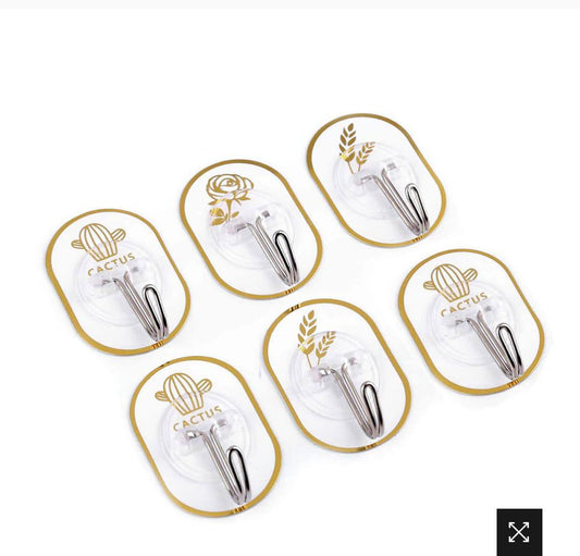 6 Pack fruit design Stylish multi-purpose adhesive hooks.