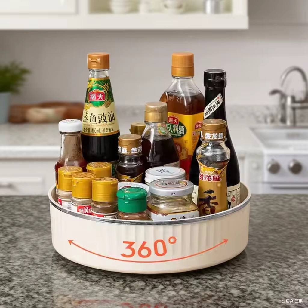 Rotating multifunctional storage rack Available in cream color