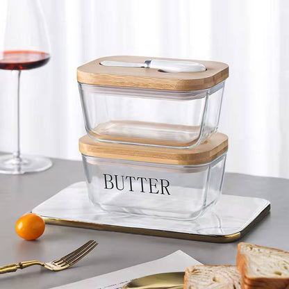 transparent Glass butter dish*