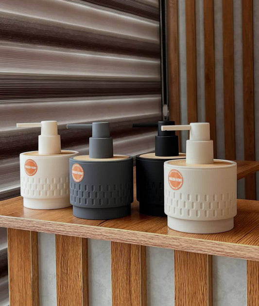Bamboo luxury Lotion pump bottle for kitchen/ bathroom countertops / shower gel/ decorative soap dispenser