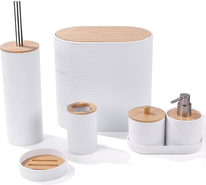 8 pcs Bathroom accessories set*/holizontal bamboo cover