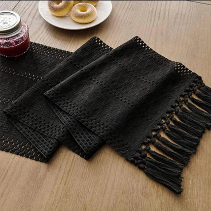 High quality Boho woven  table runner/bed runner with tassels