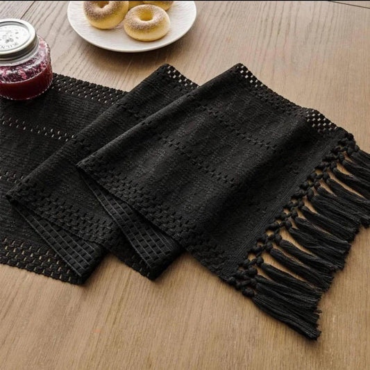 High quality Boho woven  table runner/bed runner with tassels