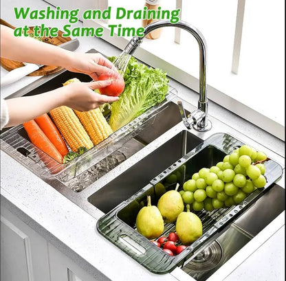 Multifunctional acrylic over the sink colander/drain basket