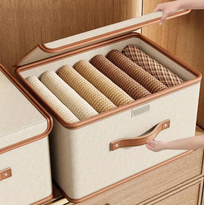 Versatile Foldable double compartment closet organizer with a divider