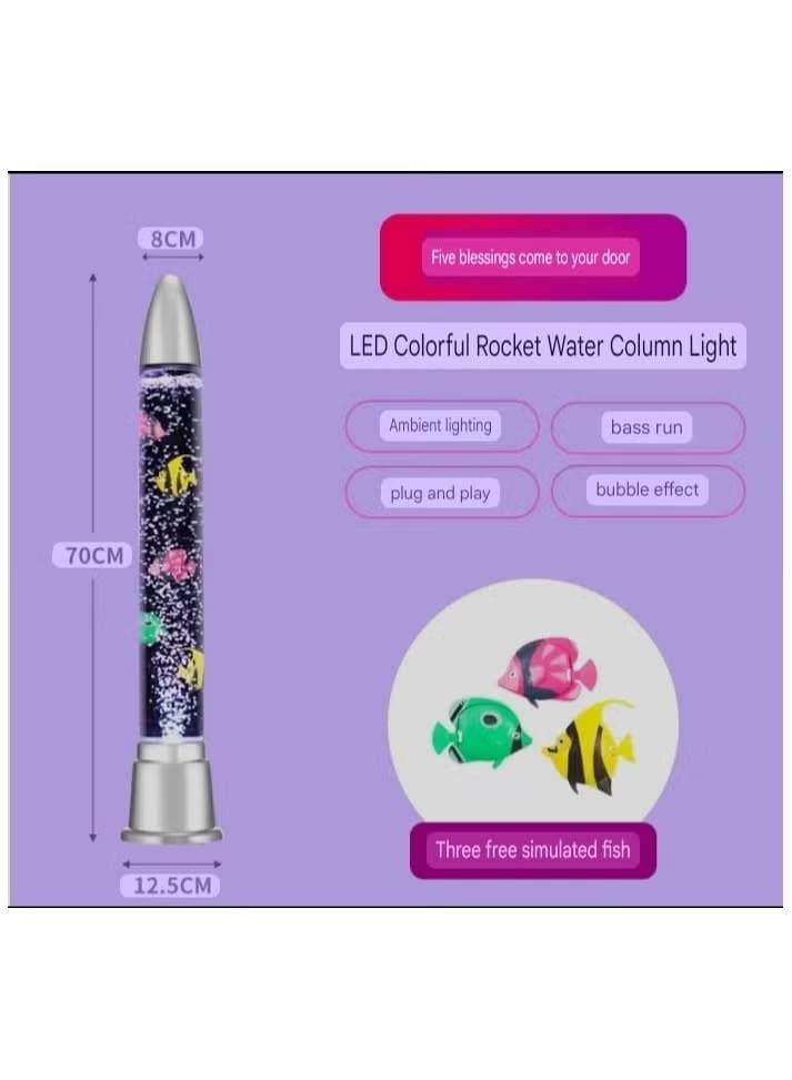 LED Deco Water Bubble Fish Tube Floor Lamp with 7 Color Changing Light Effects & 3 plastic Fish