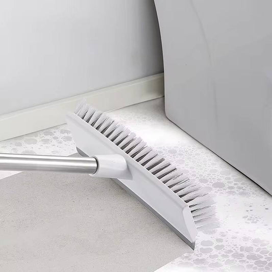 2 in 1 Floor Brush Scrubber with Long Handle Scrape Stiff Bristle Cleaning Scrub with Squeege