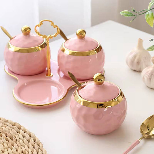 3 in1 sugar canisters with triangle shape stand