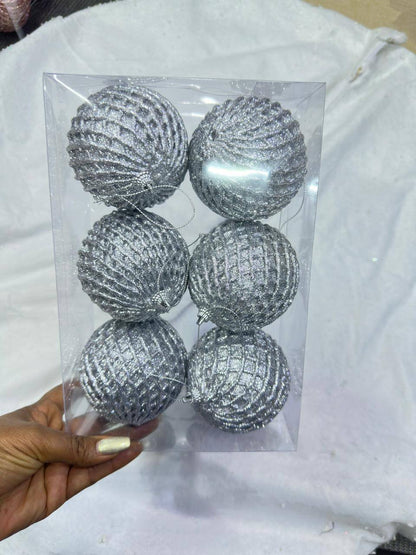 Christmas elegant mesh foam glitter hanging ornaments/ balls for Christmas tree