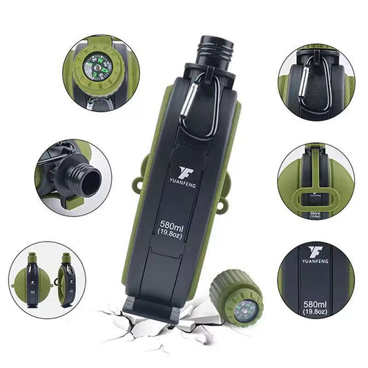 1PCS Foldable Silicone Water Bottle With Compass