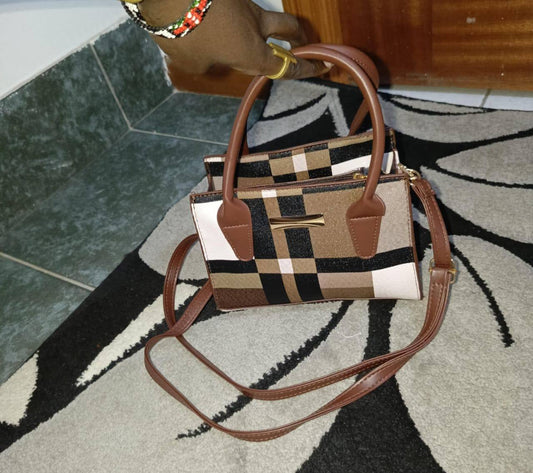 Trend fashion collision color check bag