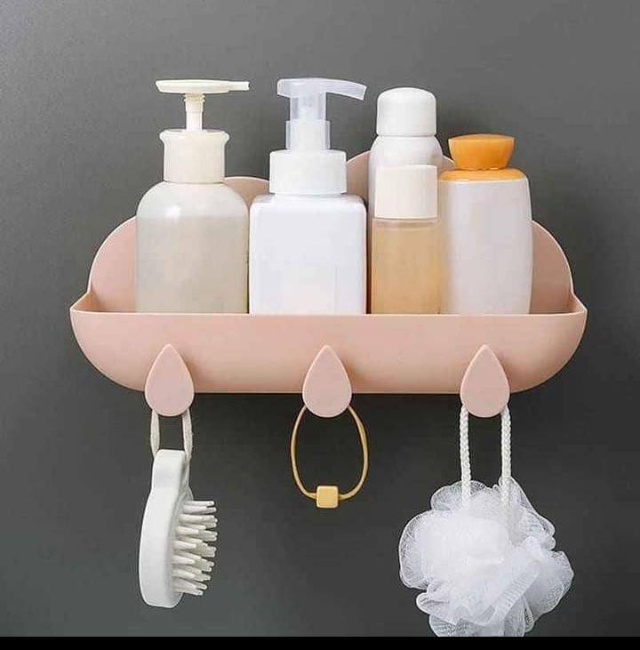 Cloud bathroom organizer set with 3 hooks and adhesive  sticker