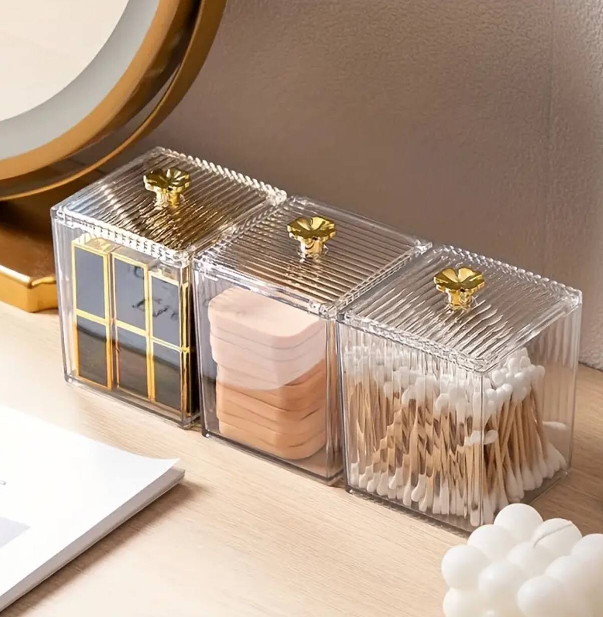 Single  Multifunction Makeup Cotton Pad Storage Box for Cotton Swab Rod Cosmetics Jewelry Bathroom Container Lipstick