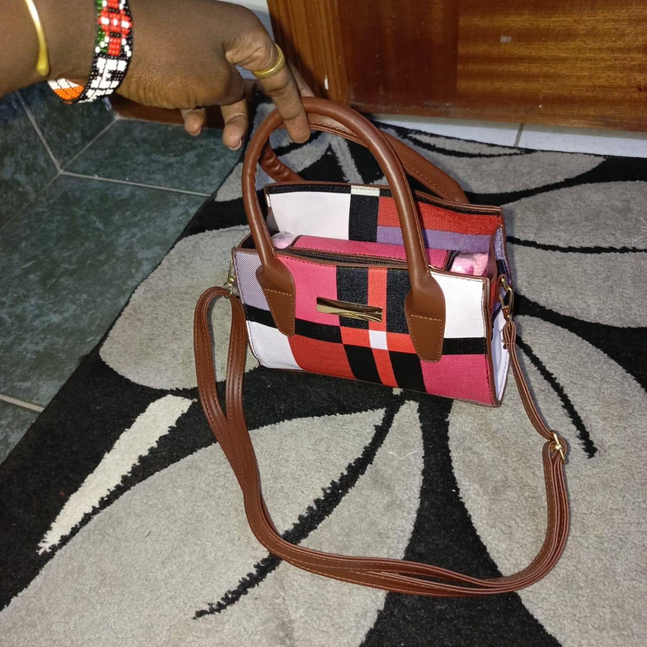 Trend fashion collision color check bag
