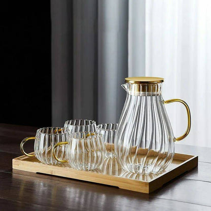 Stripped / pumpkin Transparent Teapot / Coffee /Juice/ Lemonade Jug Flower Tea Pot Hot/Cold Water Pitcher