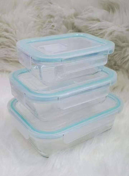 3pc high borosilicate food containers.